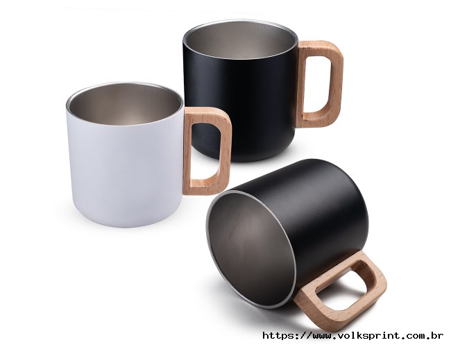 Caneca t�rmica com al�a em madeira